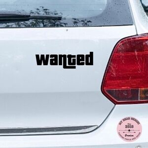 Wanted Black Vinyl Decal Bumper Sticker